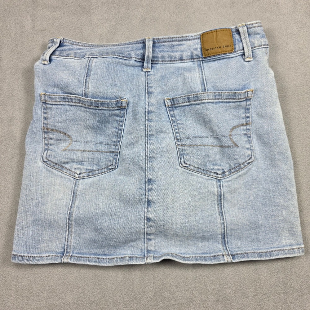 American Eagle Skirt Women Size 2 Light Blue Super Stretch Light Wash - Picture 4 of 6